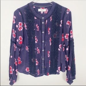 Sea New York silk floral purple silk top